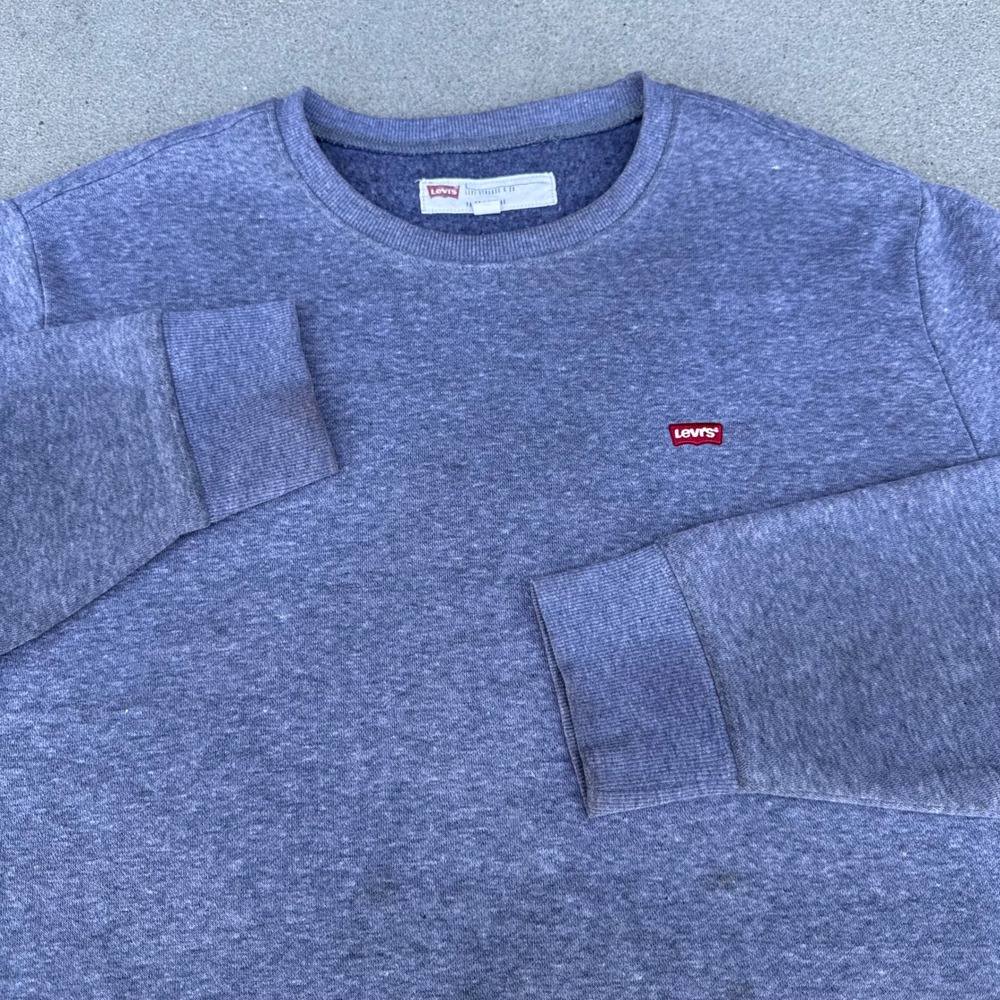 Levi's Mens Blue Heathered Fleece Crewneck Sweatshirt Size L